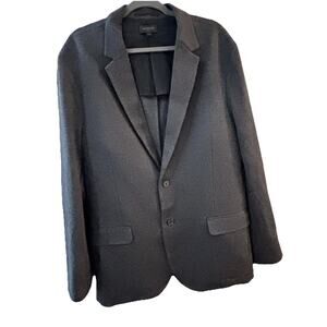 Mogaschoni Men Sport Coat Sz 46 Dark Heather Gray Knit Rayon Nylon Business